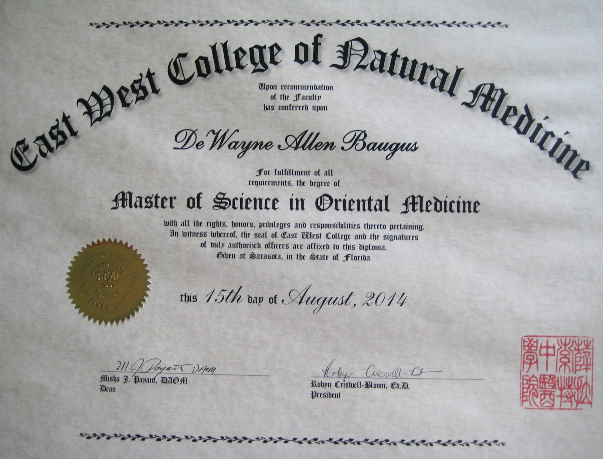 Maplebrook Acupuncture Degrees & Certifications